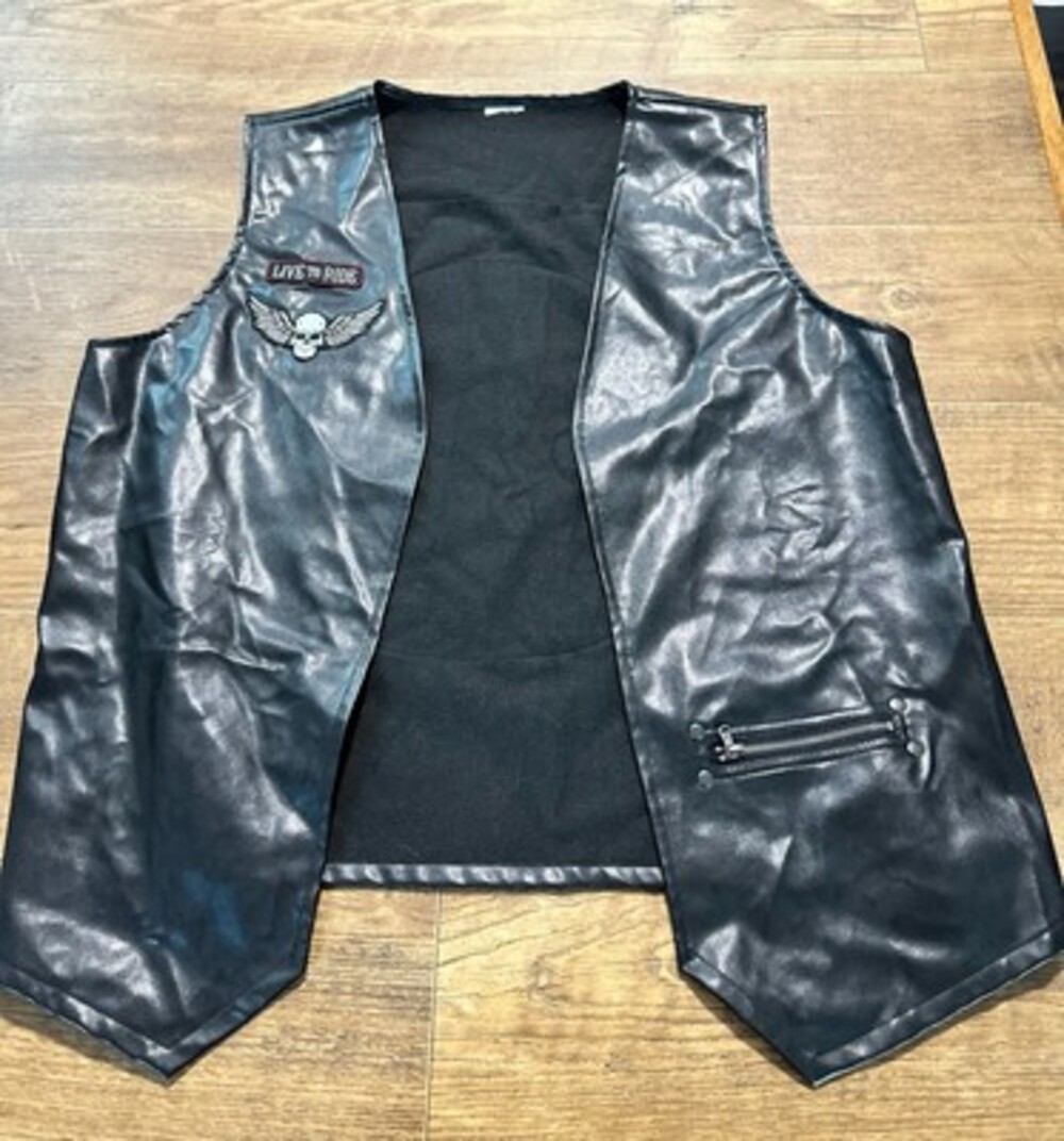 Leather Type Material Biker Graphic Vest Live To Ride Size Large